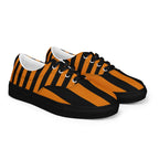 Black and Orange Striped Men’s Lace-up Canvas Shoes - 5