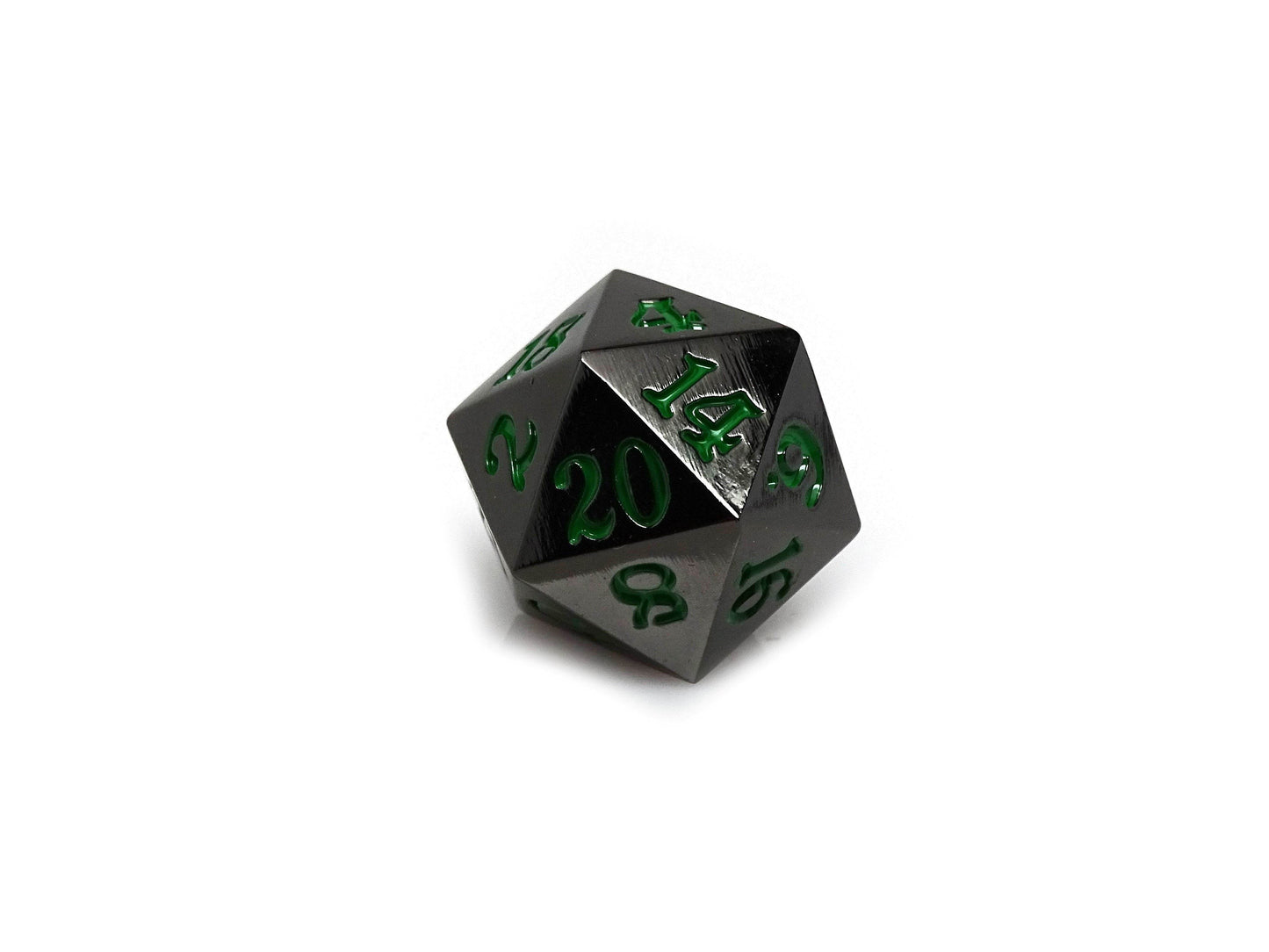 Gun Metal D20 - Signature Font - Green Font - 
