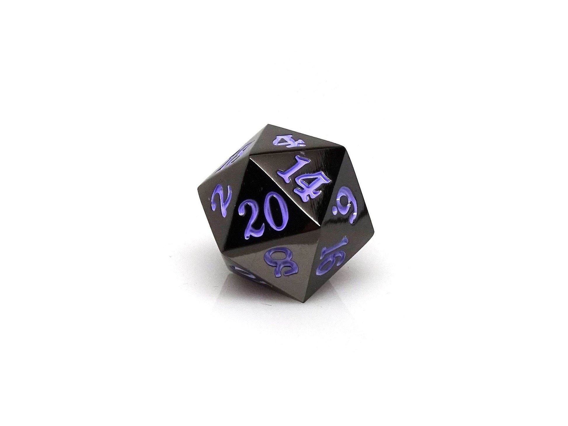 Gun Metal D20 - Signature Font - Purple Font - 
