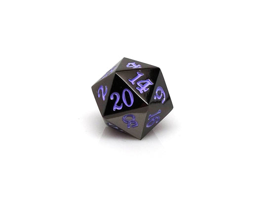 Gun Metal D20 - Signature Font - Purple Font - 