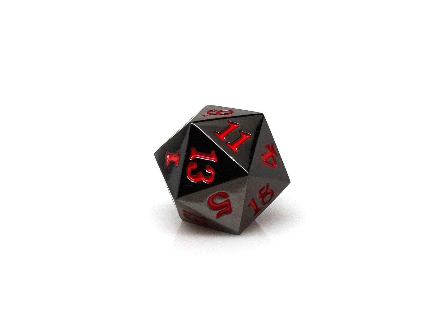 Gun Metal D20 - Signature Font - Red Font - 