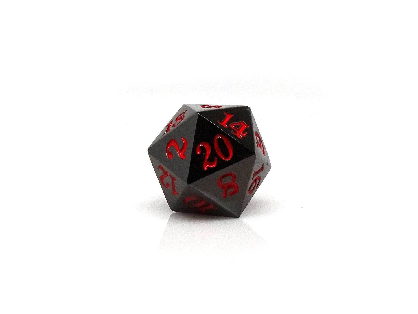 Gun Metal D20 - Signature Font - Red Font - 