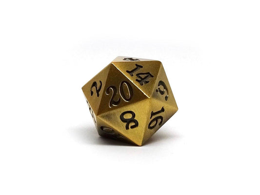 Legendary Gold D20 Dice - Metal Single 20 Sided Dice - 