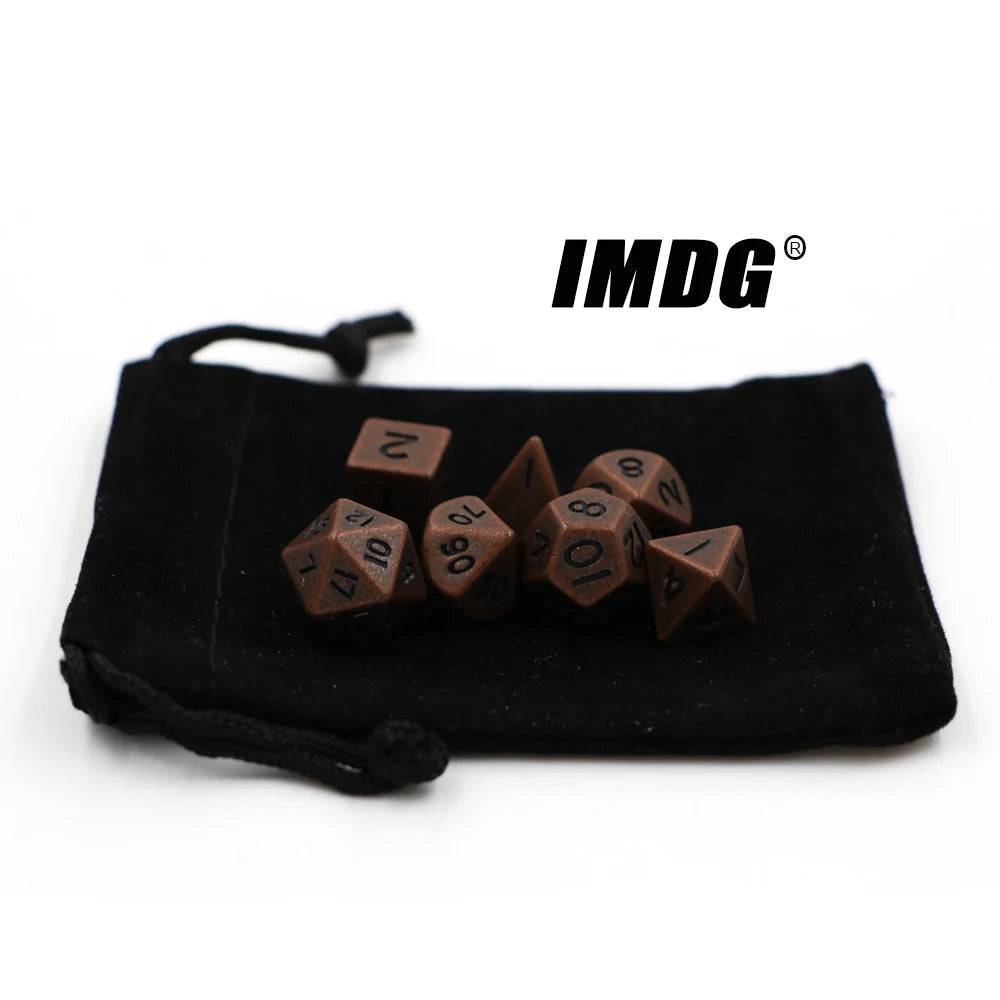 Metal Dice Set 7pcs/set Mini RPG Game Dice Different Red Copper Small Digital Polyhedron Dice