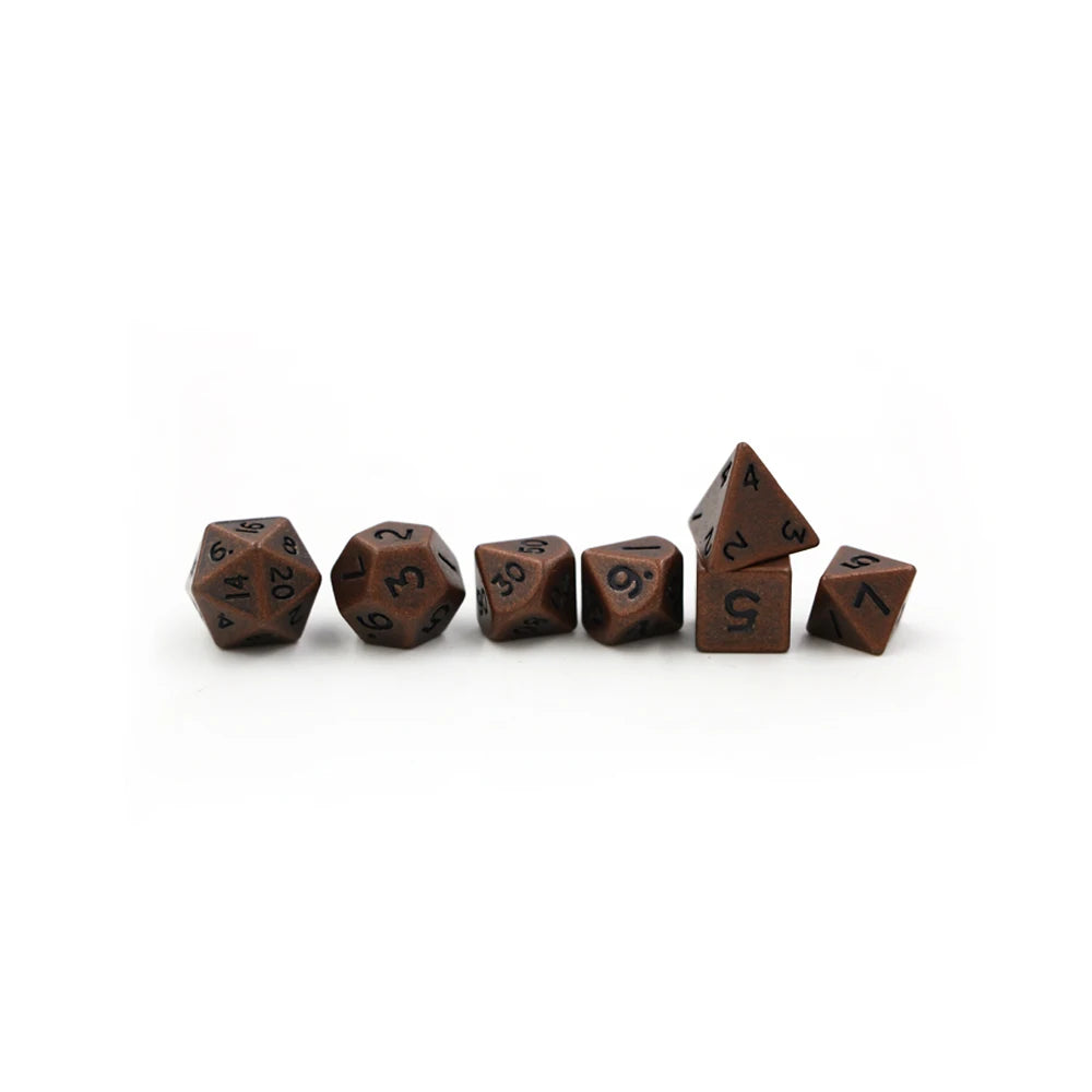 Metal Dice Set 7pcs/set Mini RPG Game Dice Different Red Copper Small Digital Polyhedron Dice