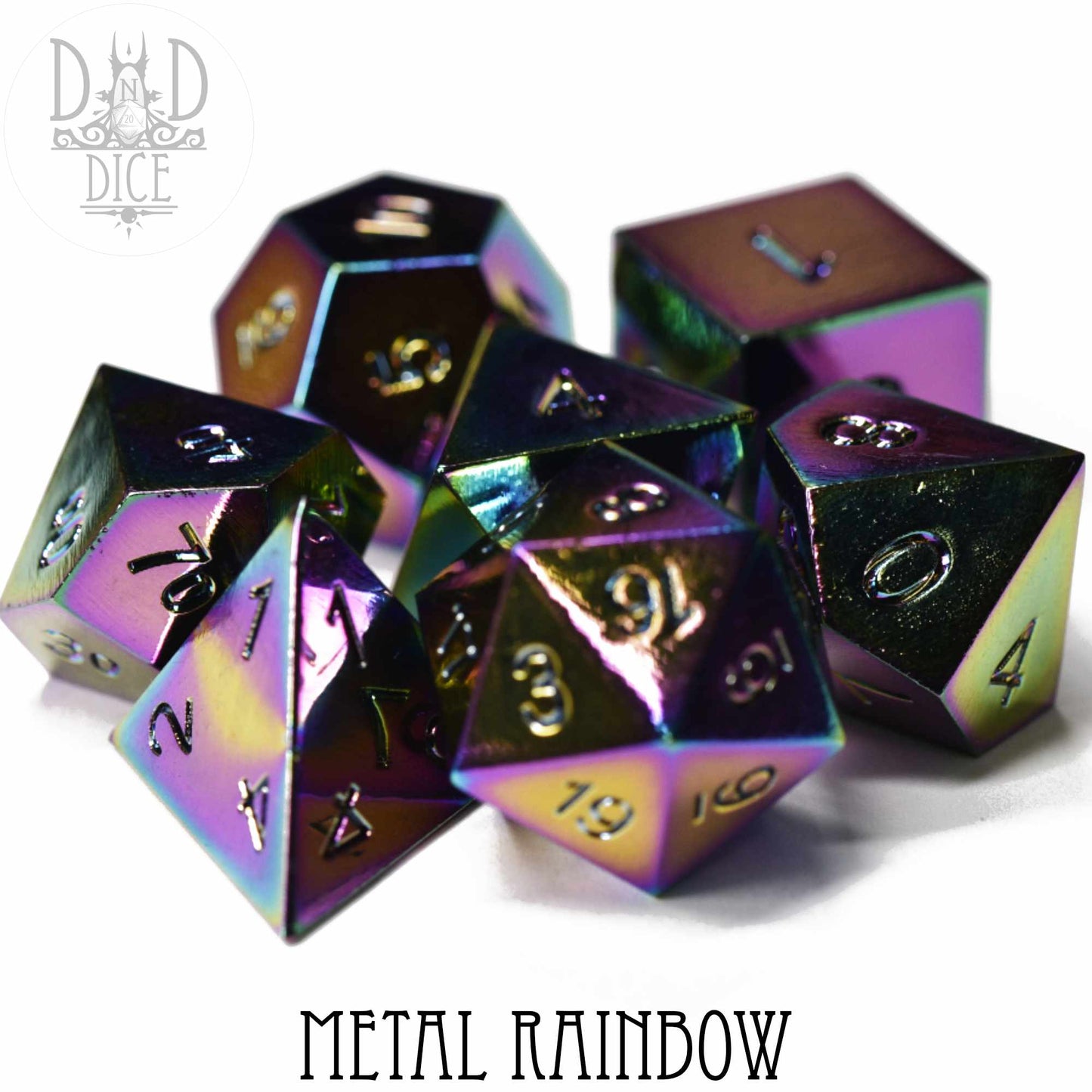 Metal Rainbow Dice Set