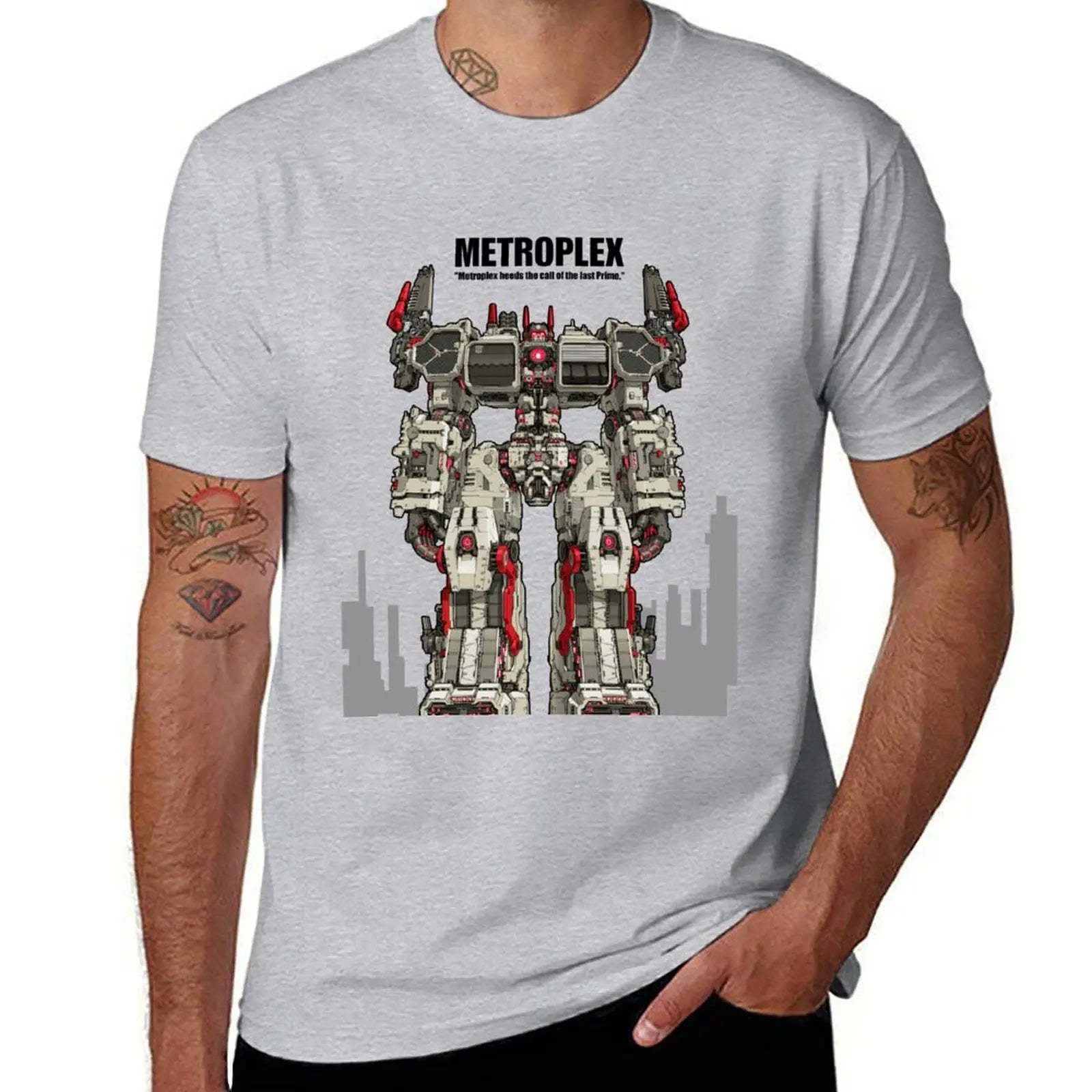 Metroplex_Transformer Citybot T-Shirt anime oversizeds mens big and tall t shirts