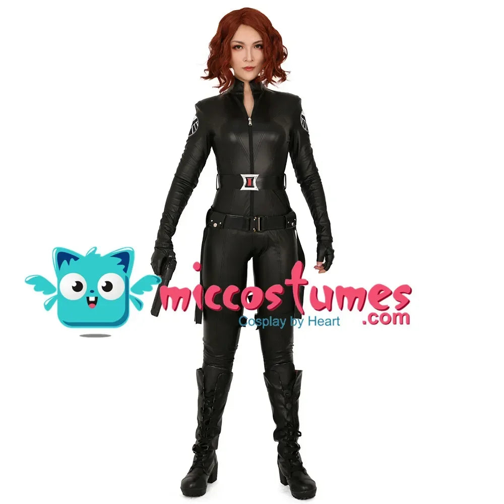 Miccostumes Women's Widow Cosplay Costume Black Bodysuit for Women Halloween cosplay Jumpsuit Bodysuit