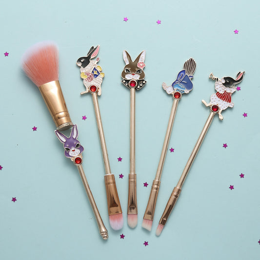 Midi Fox Mr. White Rabbit Alice Metal Makeup Brush Original Design Eye Shadow Blush Highlighter