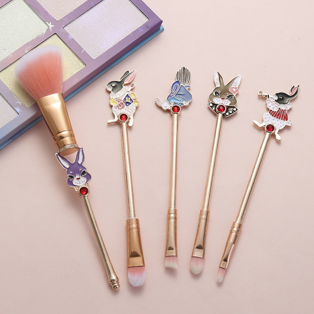 Midi Fox Mr. White Rabbit Alice Metal Makeup Brush Original Design Eye Shadow Blush Highlighter