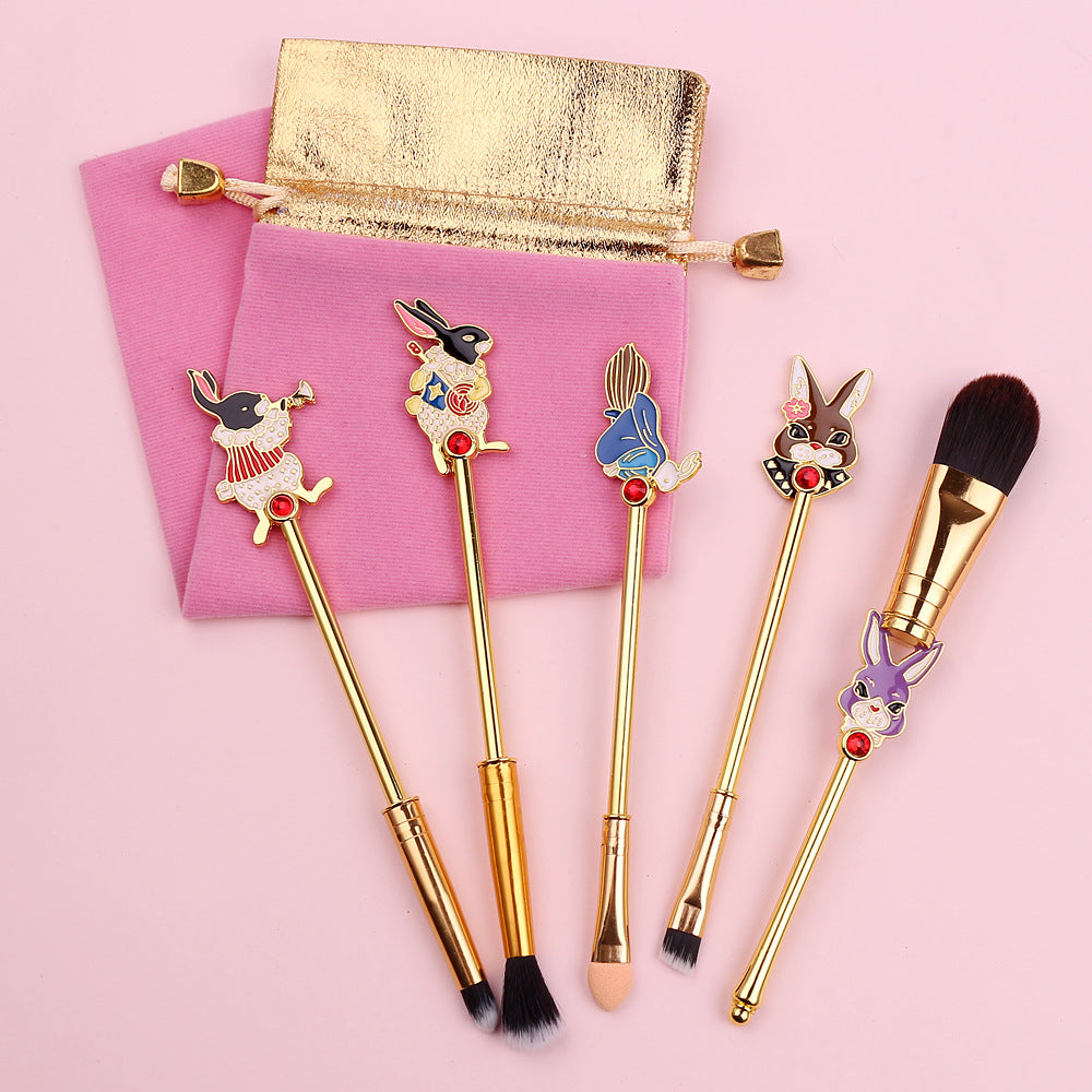 Midi Fox Mr. White Rabbit Alice Metal Makeup Brush Original Design Eye Shadow Blush Highlighter