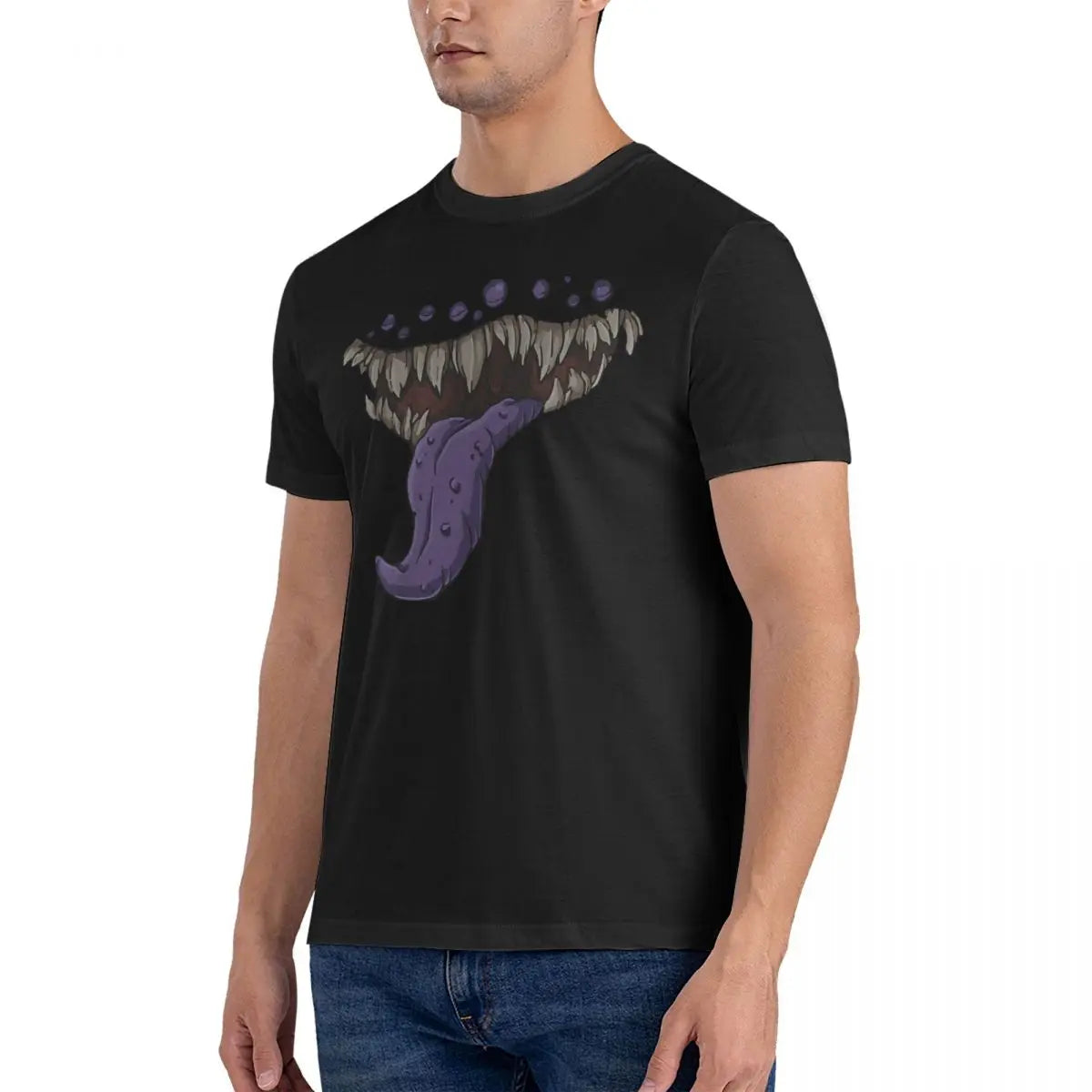 Mimic Mouth Print T Shirt D-Dungeons And Dragons DND 100% Cotton Clothing Humor Short Sleeve Crew Neck Tees New Arrival