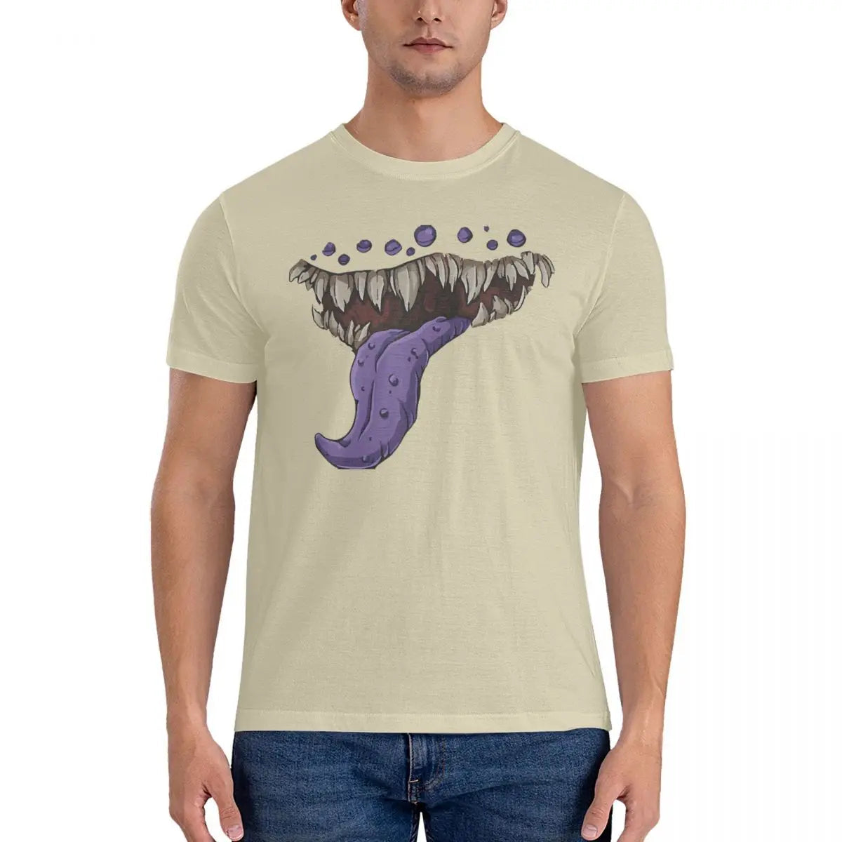 Mimic Mouth Print T Shirt D-Dungeons And Dragons DND 100% Cotton Clothing Humor Short Sleeve Crew Neck Tees New Arrival