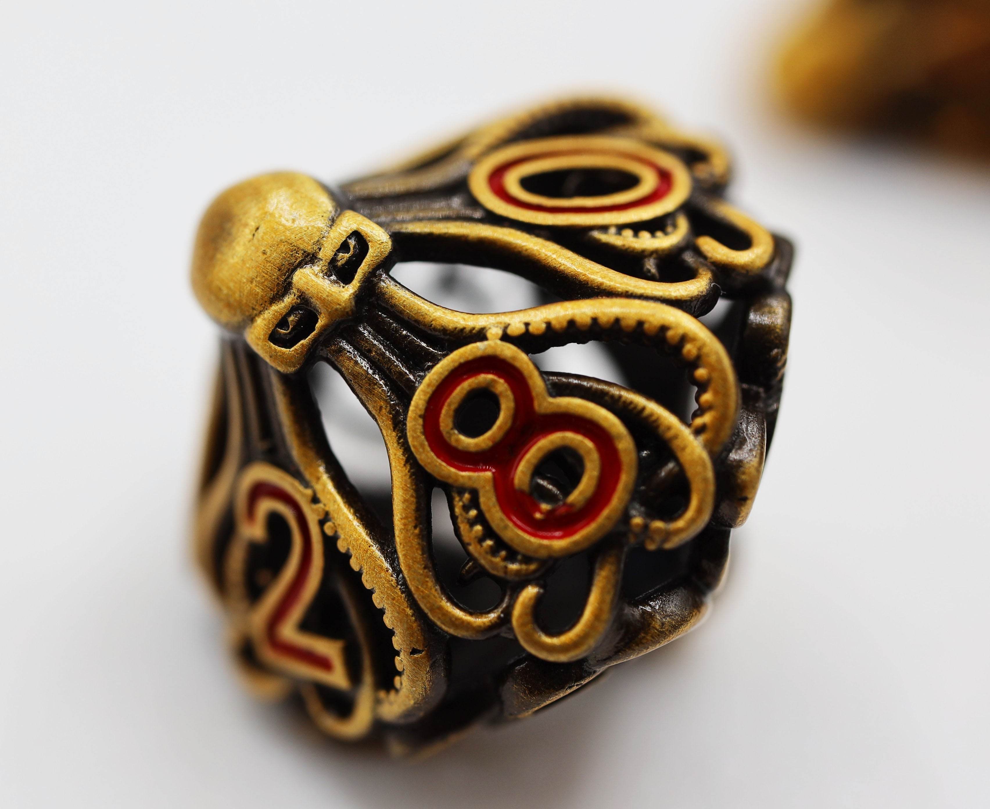 Mind Eater: Gold - Hollow Metal RPG Dice Set - 