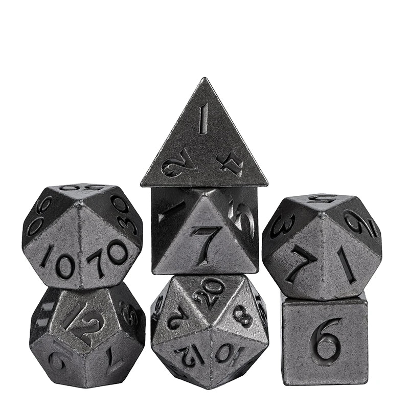 Mini 10mm Metal Game Dice Set 7pcs/set Unique RPG Small Digital Polyhedron Cubes for DND Role Playing Board Games Pathfinder