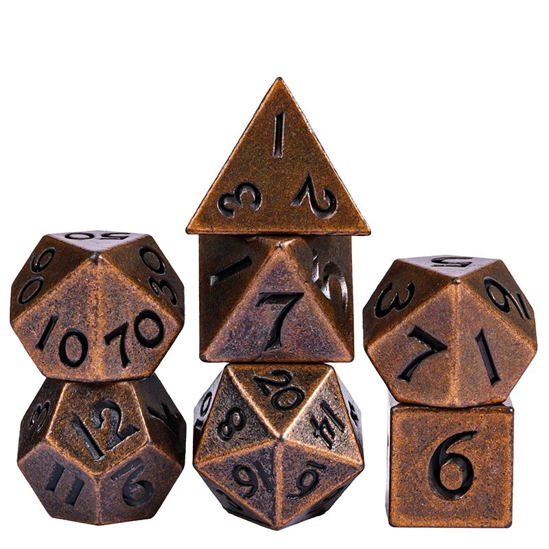 Mini 10mm Metal Game Dice Set 7pcs/set Unique RPG Small Digital Polyhedron Cubes for DND Role Playing Board Games Pathfinder