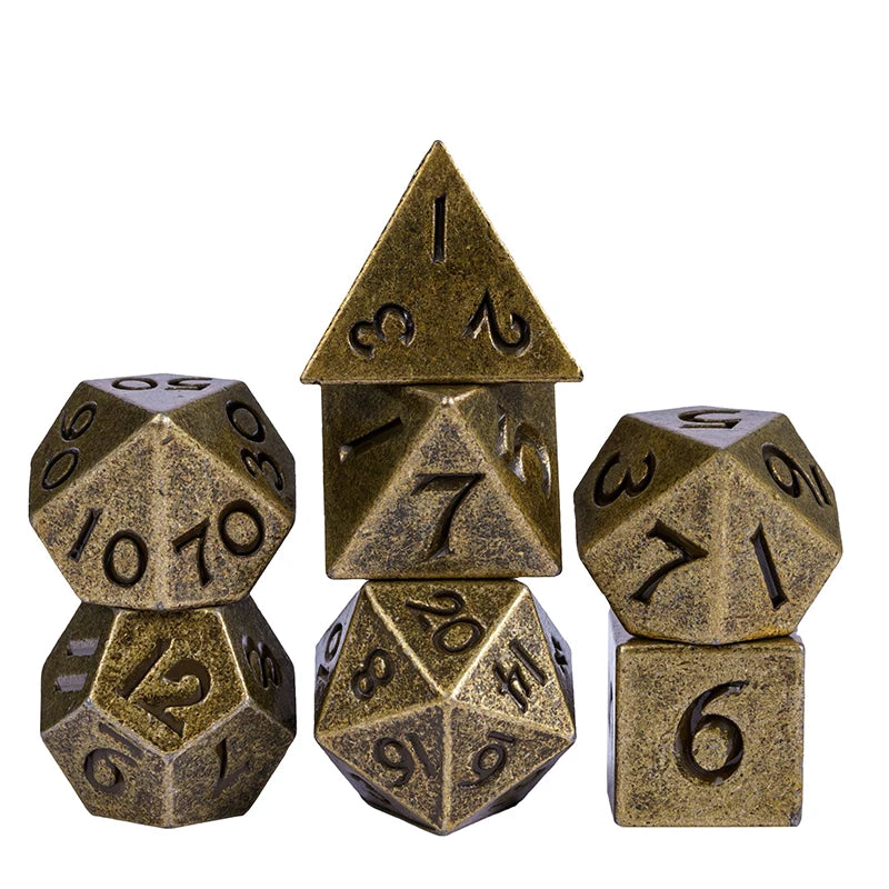 Mini 10mm Metal Game Dice Set 7pcs/set Unique RPG Small Digital Polyhedron Cubes for DND Role Playing Board Games Pathfinder