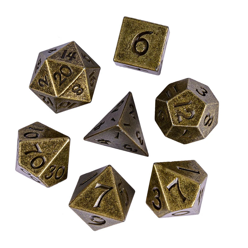 Mini 10mm Metal Game Dice Set 7pcs/set Unique RPG Small Digital Polyhedron Cubes for DND Role Playing Board Games Pathfinder