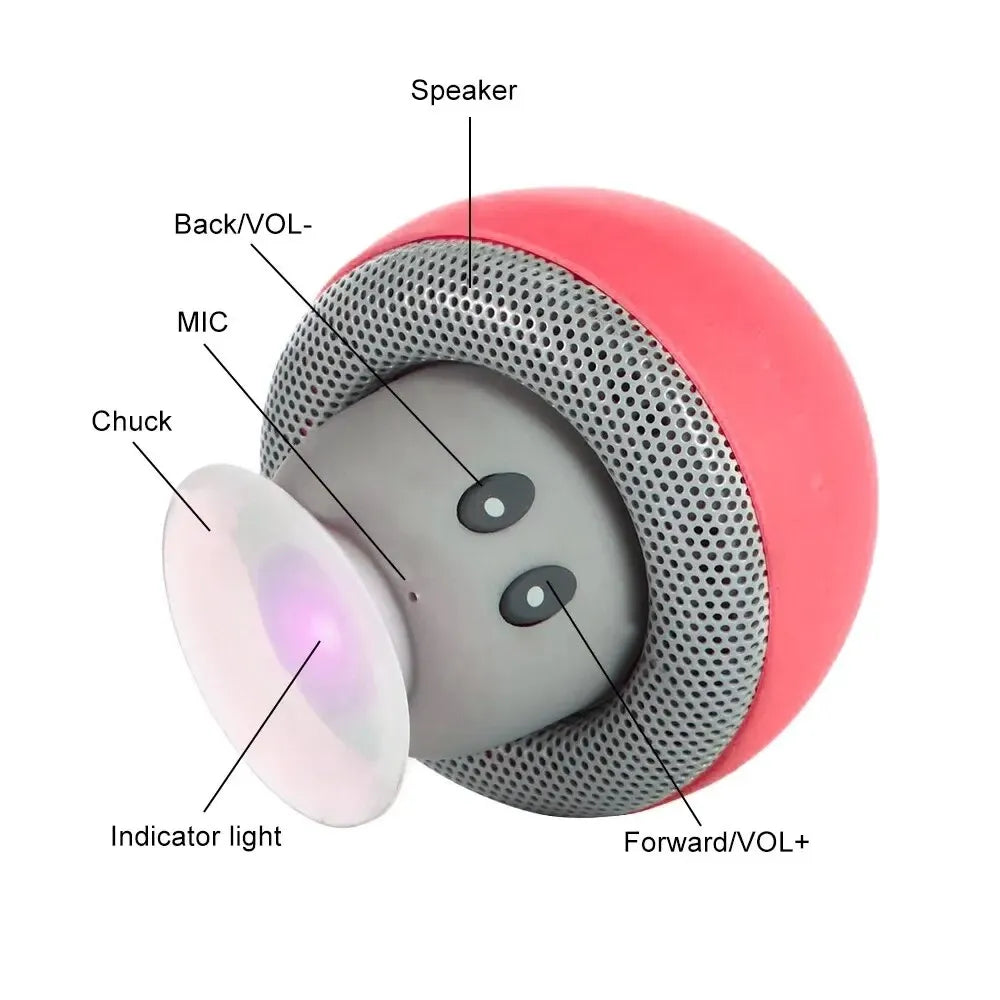 Mini Mushroom Bluetooth Speaker 5.0 Wireless Range Subwoofer With Suction Cup for Phones Cycling Picnic Outdoor