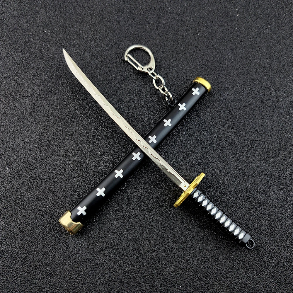 Mini Roronoa Zoro Samurai Sword Keychain Anime Scabbard Key Ring Katana Buckle Key Chain for men women Cosplay Toy Jewelry Gift