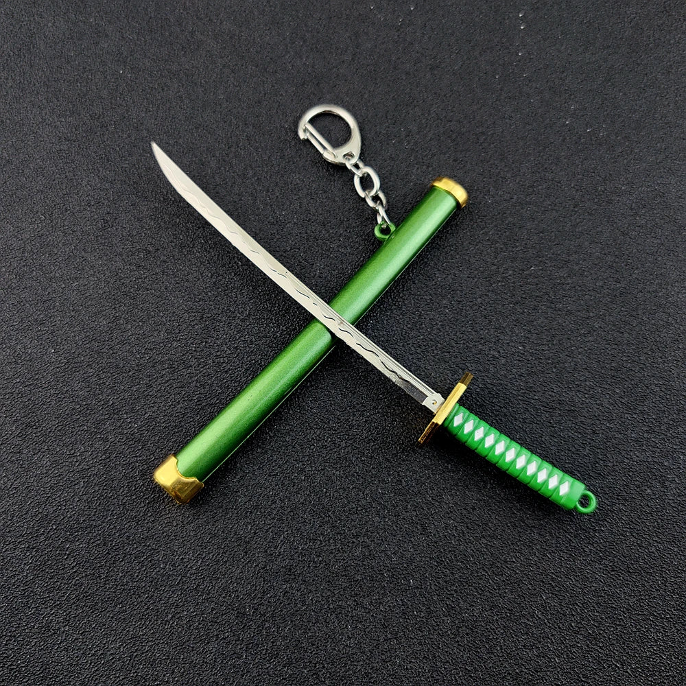 Mini Roronoa Zoro Samurai Sword Keychain Anime Scabbard Key Ring Katana Buckle Key Chain for men women Cosplay Toy Jewelry Gift