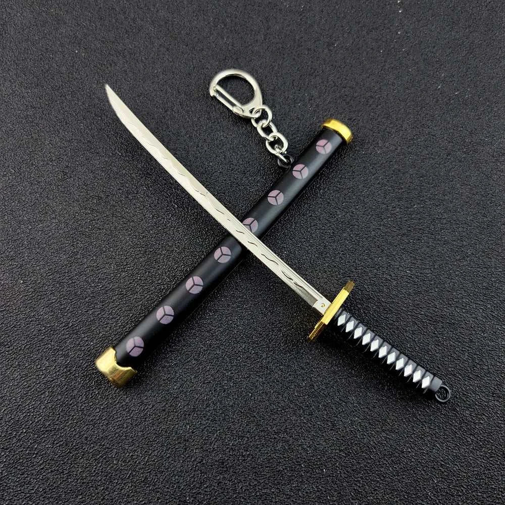 Mini Roronoa Zoro Samurai Sword Keychain Anime Scabbard Key Ring Katana Buckle Key Chain for men women Cosplay Toy Jewelry Gift