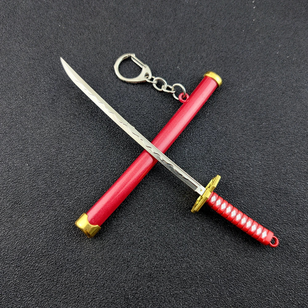 Mini Roronoa Zoro Samurai Sword Keychain Anime Scabbard Key Ring Katana Buckle Key Chain for men women Cosplay Toy Jewelry Gift