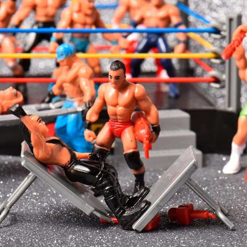 Mini Wrestling Ring Battle Pack-Play Set With Action Figures DIY Realistic Wrestler Building Pretend Play Educational Toy