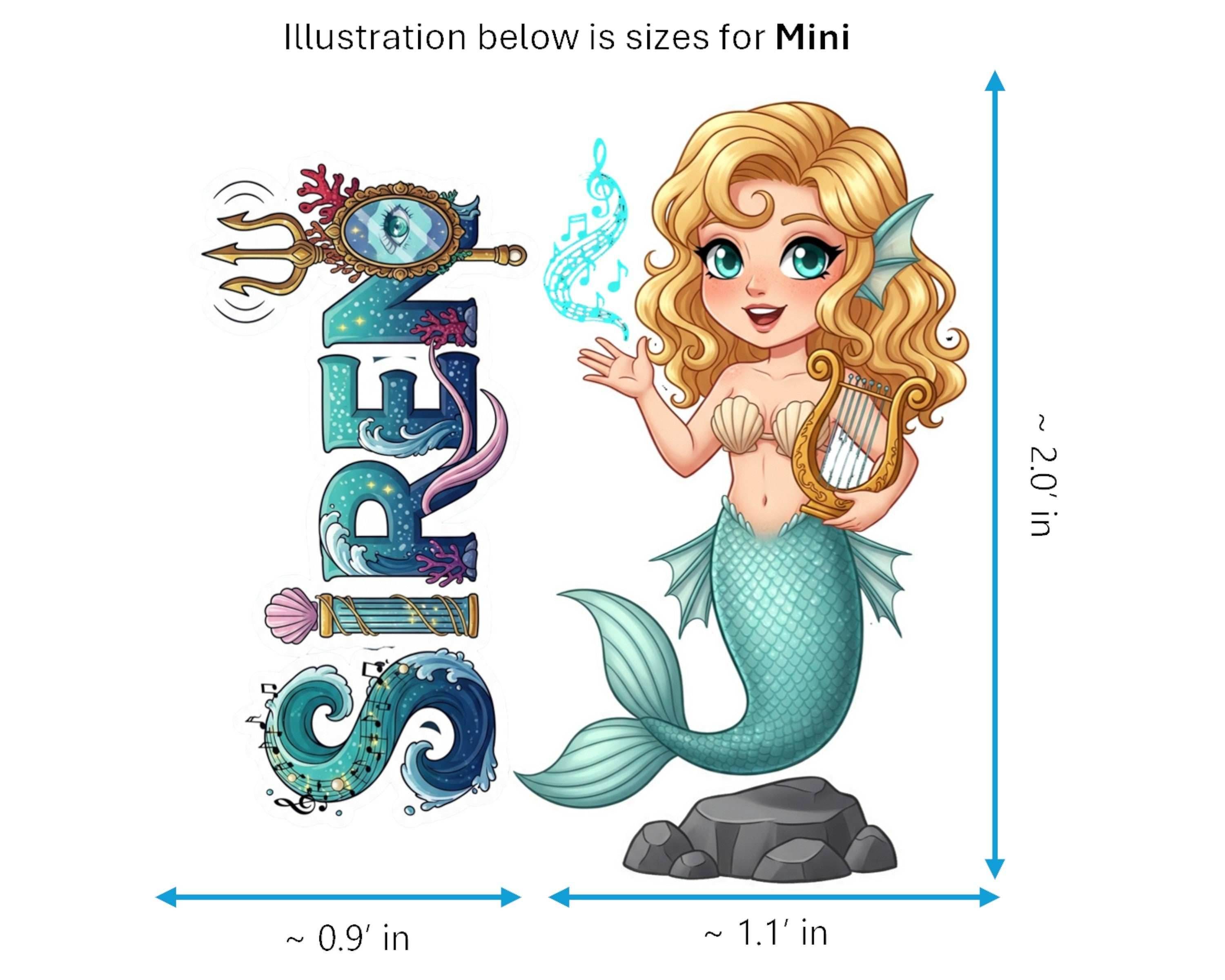 Siren Sticker and Magnet - Enchanter of the Seas Mythkins™ – Mythical Sea Creature | Waterproof & UV-Proof - Sticker / Mini