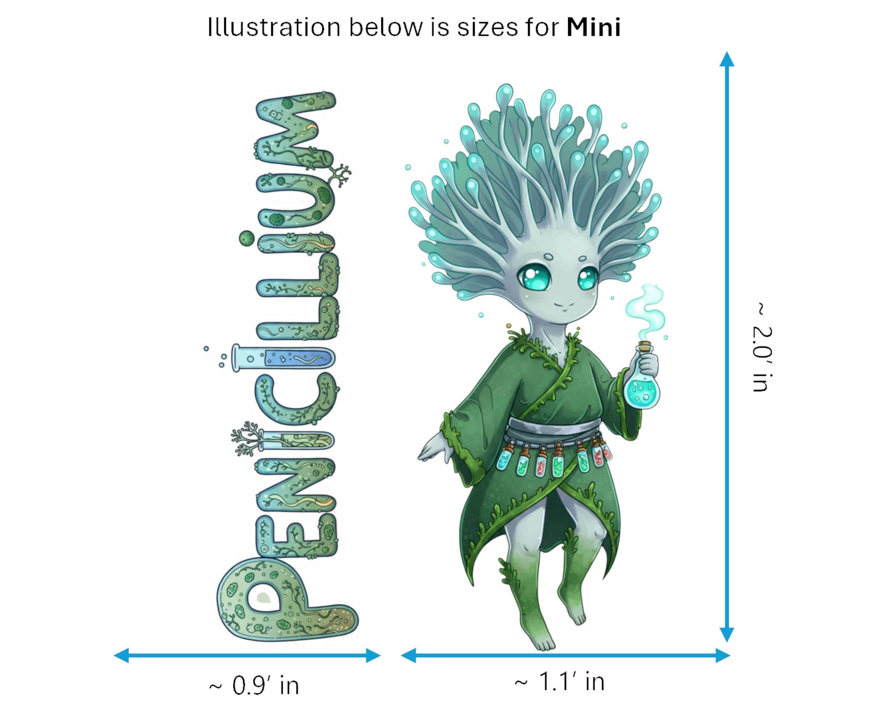 Penicillium Sticker and Magnet - Tiny Alchemist Fungikins™ – Scientific Mold Art | Waterproof & UV-Proof - Sticker / Mini