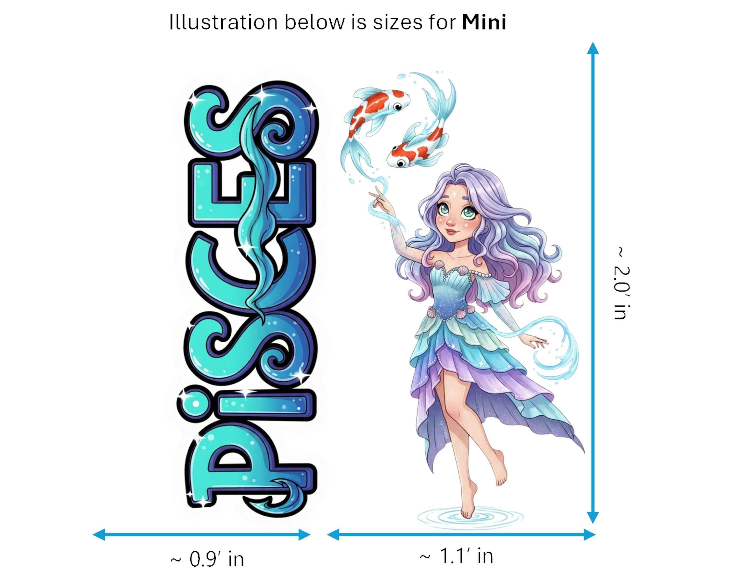 Pisces Sticker and Magnet - the Celestial Fish Horoskins™ – Zodiac Water Sign | Waterproof & UV-Proof - Sticker / Mini