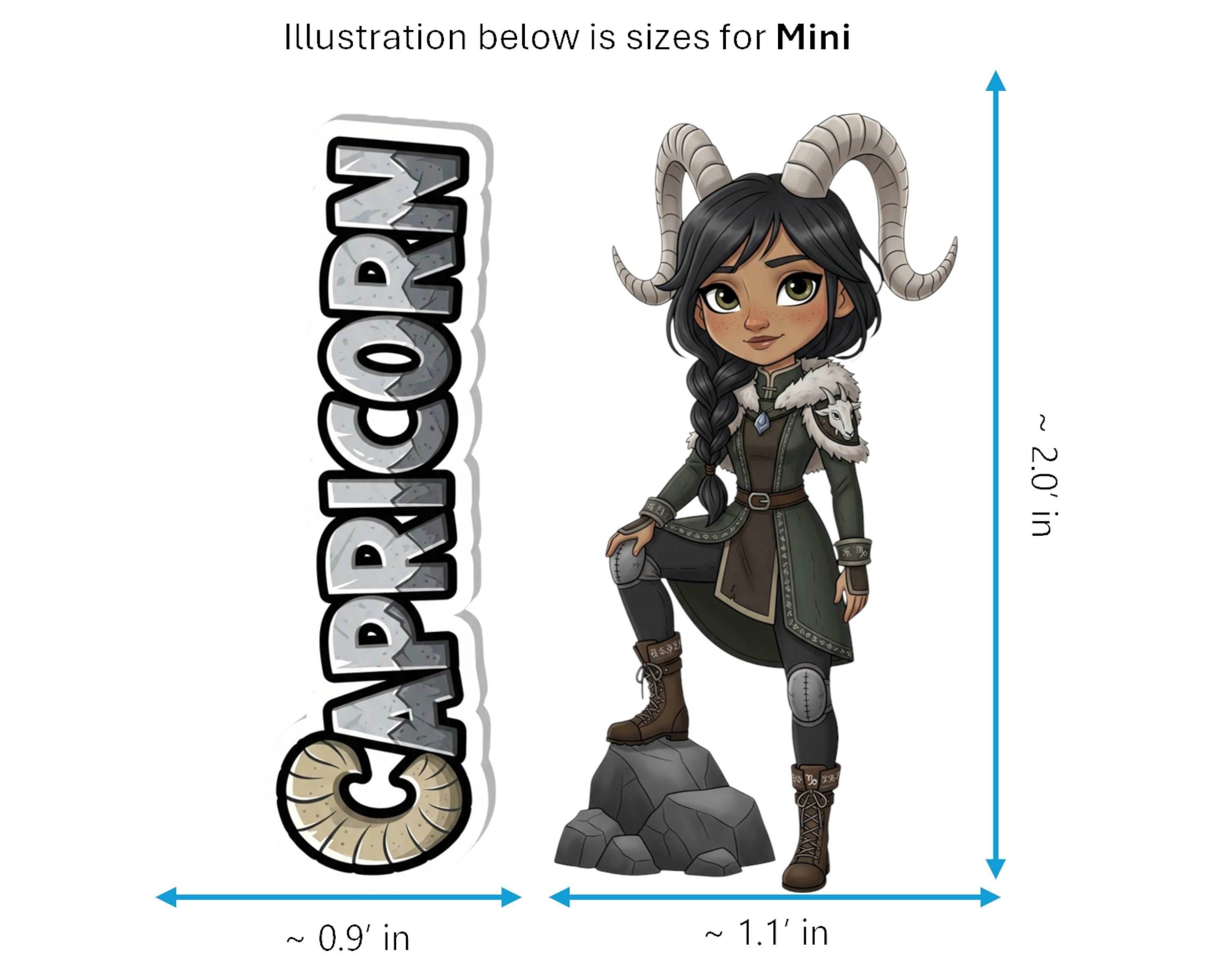 Capricorn Sticker and Magnet - Mountain Climber Horoskins™ – Zodiac Earth Sign | Waterproof & UV-Proof - Sticker / Mini