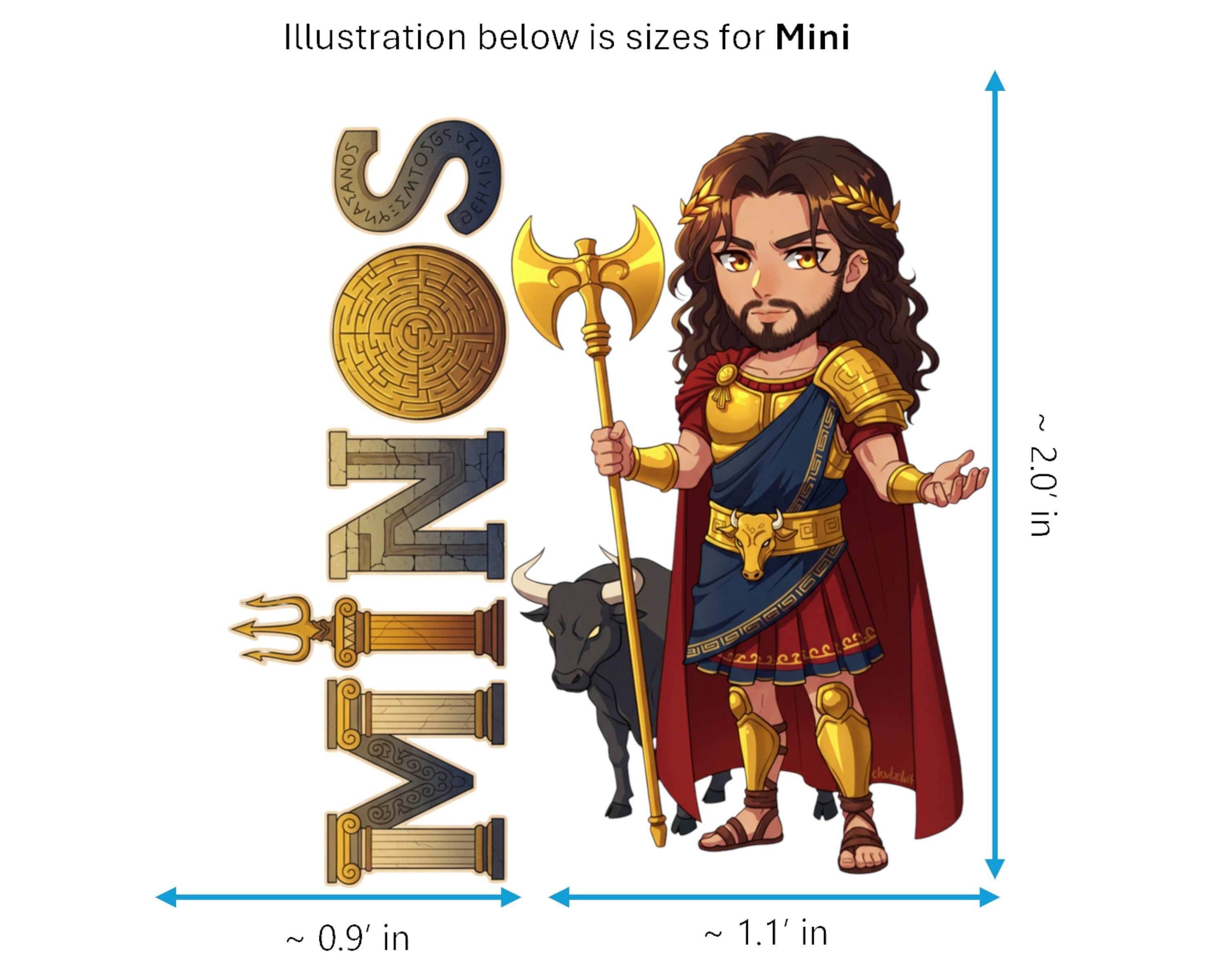 Minos Sticker and Magnet - Lord of the Labyrinth Mythkins™ – Legendary King of Crete | Waterproof & UV-Proof - Sticker / Mini