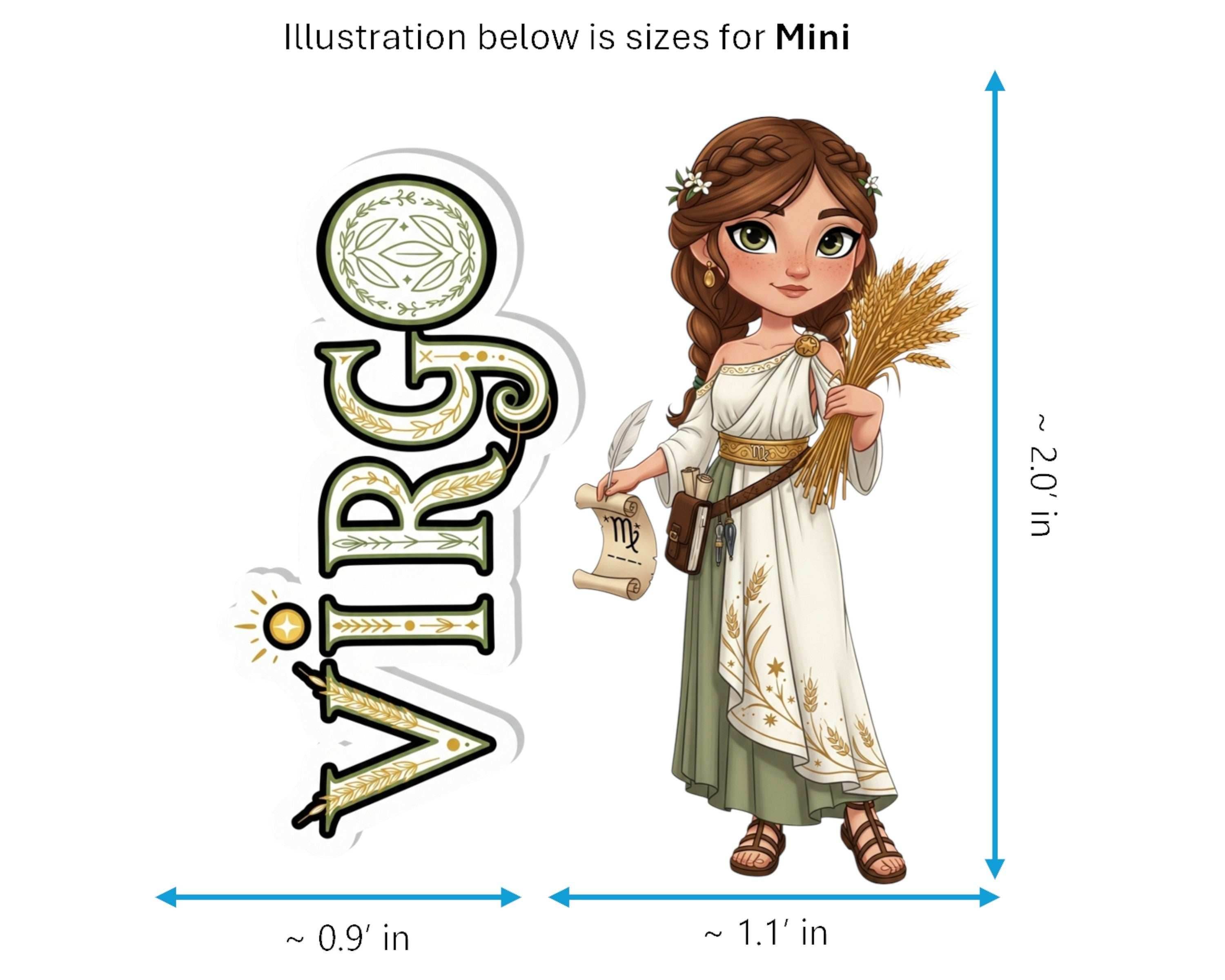 Virgo Sticker and Magnet - the Harvest Maiden Horoskins™ – Zodiac Earth Sign | Waterproof & UV-Proof - Sticker / Mini
