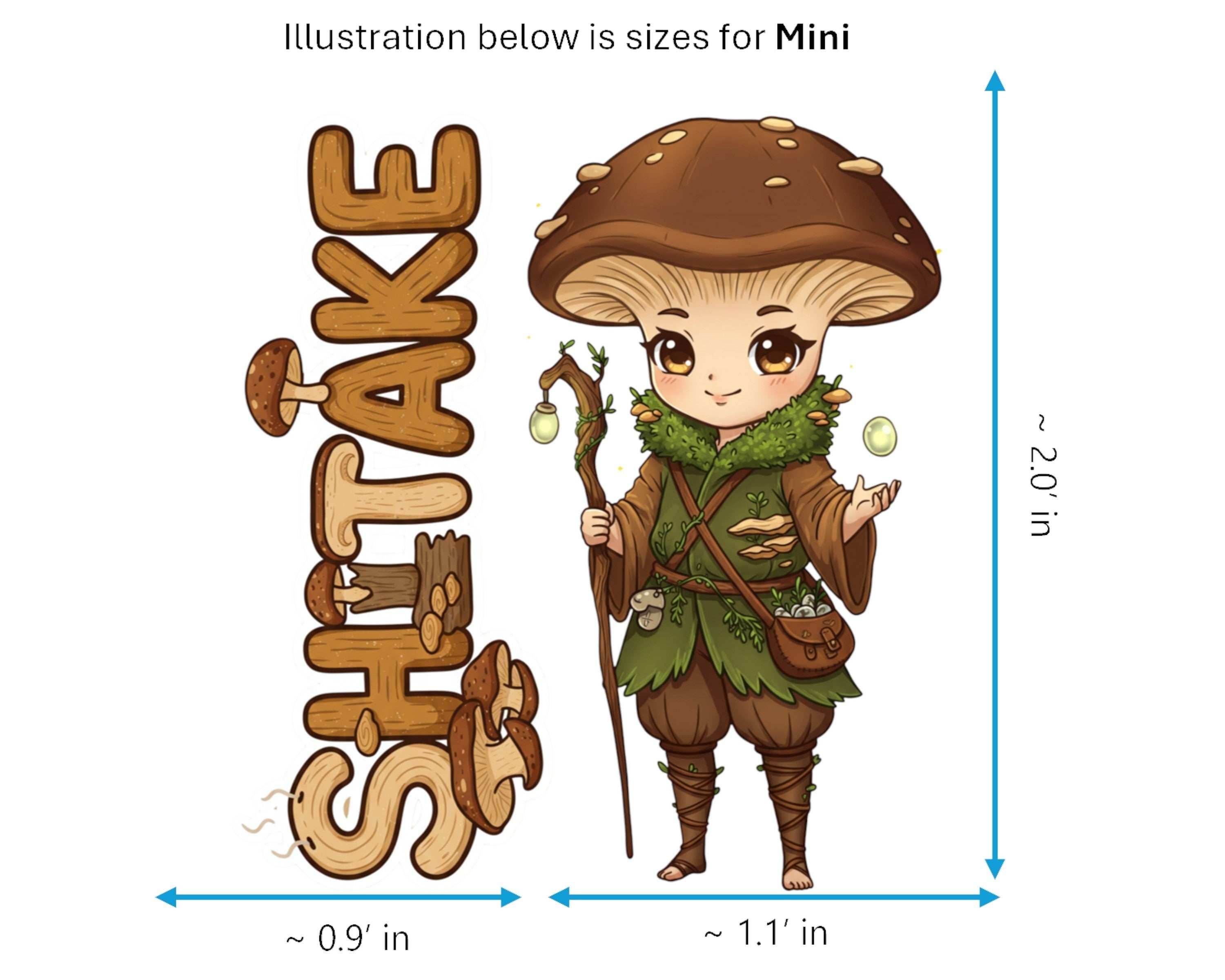 Shiitake Sticker and Magnet - Savory Sentinel Fungikins™ – Edible Mushroom Art | Waterproof & UV-Proof - Sticker / Mini