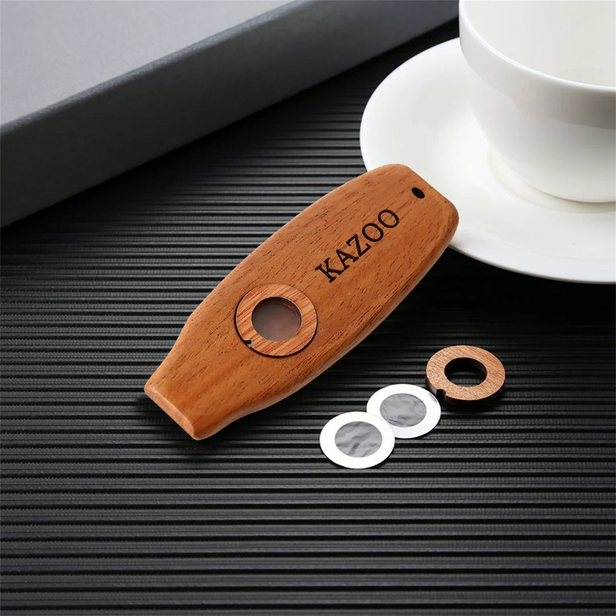 Miwayer Wooden Kazoo Mahogany Wood Kazoo Portable Musical Instruments Guitar Ukulele Piano Accompaniment for Kids Beginner Gift