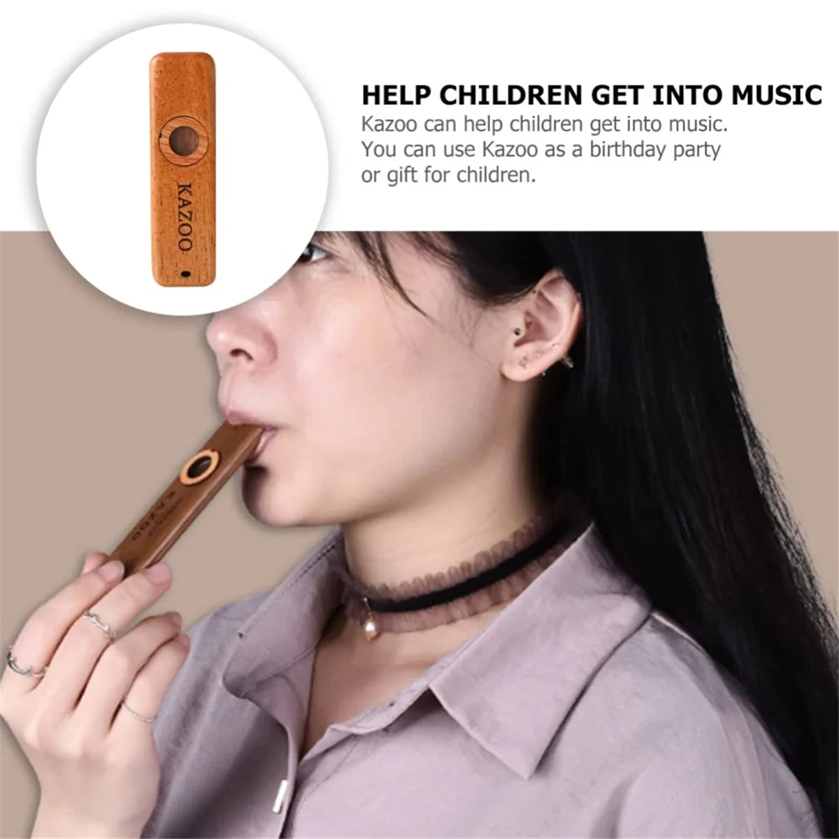 Miwayer Wooden Kazoo Mahogany Wood Kazoo Portable Musical Instruments Guitar Ukulele Piano Accompaniment for Kids Beginner Gift