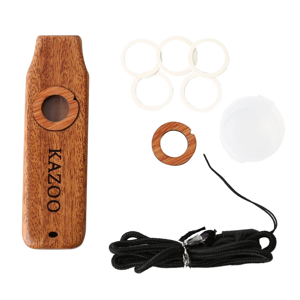 Miwayer Wooden Kazoo Mahogany Wood Kazoo Portable Musical Instruments Guitar Ukulele Piano Accompaniment for Kids Beginner Gift