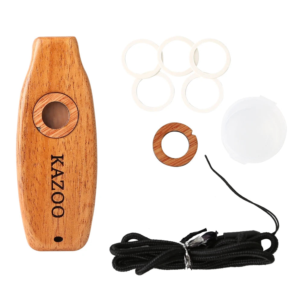 Miwayer Wooden Kazoo Mahogany Wood Kazoo Portable Musical Instruments Guitar Ukulele Piano Accompaniment for Kids Beginner Gift