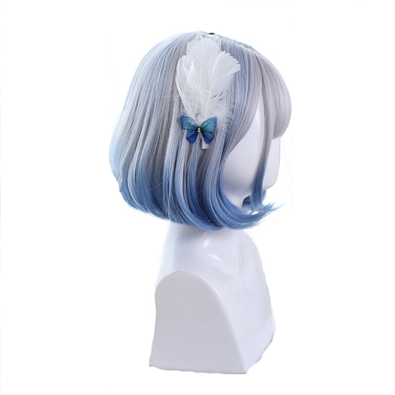 Mixed Blue Bob Lolita Wigs with Bangs Short Harajuku Cosplay Wig Pink Wig Heat Resistant Synthetic Hair Party