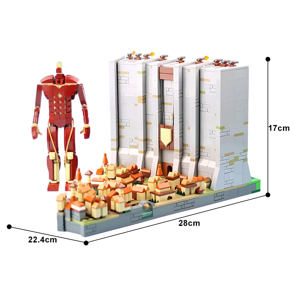 MOC-129657 The Wall Attack on Titan Building Blocks Movie Action Anime Ficture Bricks Assemble Toys Creative Children Gift