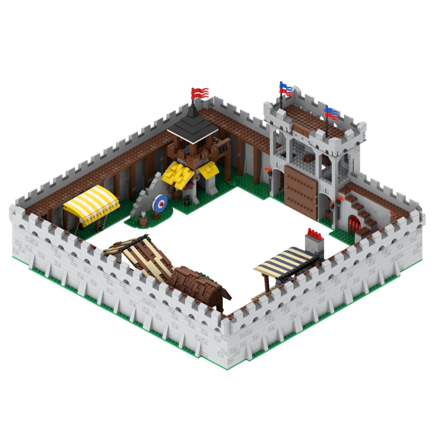 MOC5010 The Middle Ages Castle Rampart Set Magicspell War City Scene Model MOC Parts Building Blocks Kids Toys For Children Gift