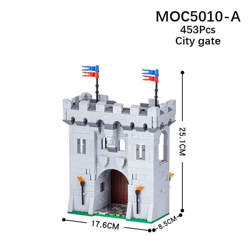 MOC5010 The Middle Ages Castle Rampart Set Magicspell War City Scene Model MOC Parts Building Blocks Kids Toys For Children Gift