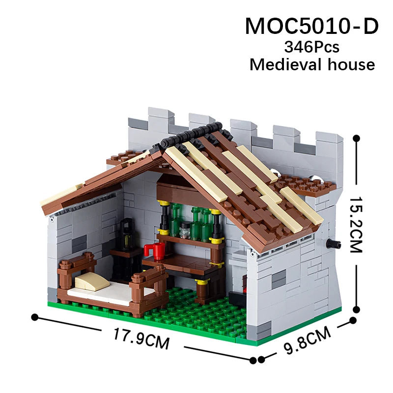 MOC5010 The Middle Ages Castle Rampart Set Magicspell War City Scene Model MOC Parts Building Blocks Kids Toys For Children Gift