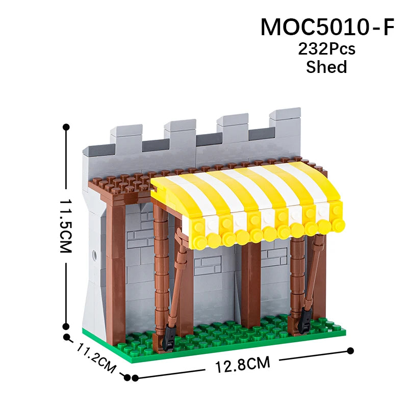 MOC5010 The Middle Ages Castle Rampart Set Magicspell War City Scene Model MOC Parts Building Blocks Kids Toys For Children Gift