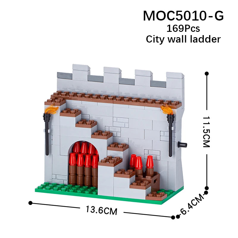 MOC5010 The Middle Ages Castle Rampart Set Magicspell War City Scene Model MOC Parts Building Blocks Kids Toys For Children Gift