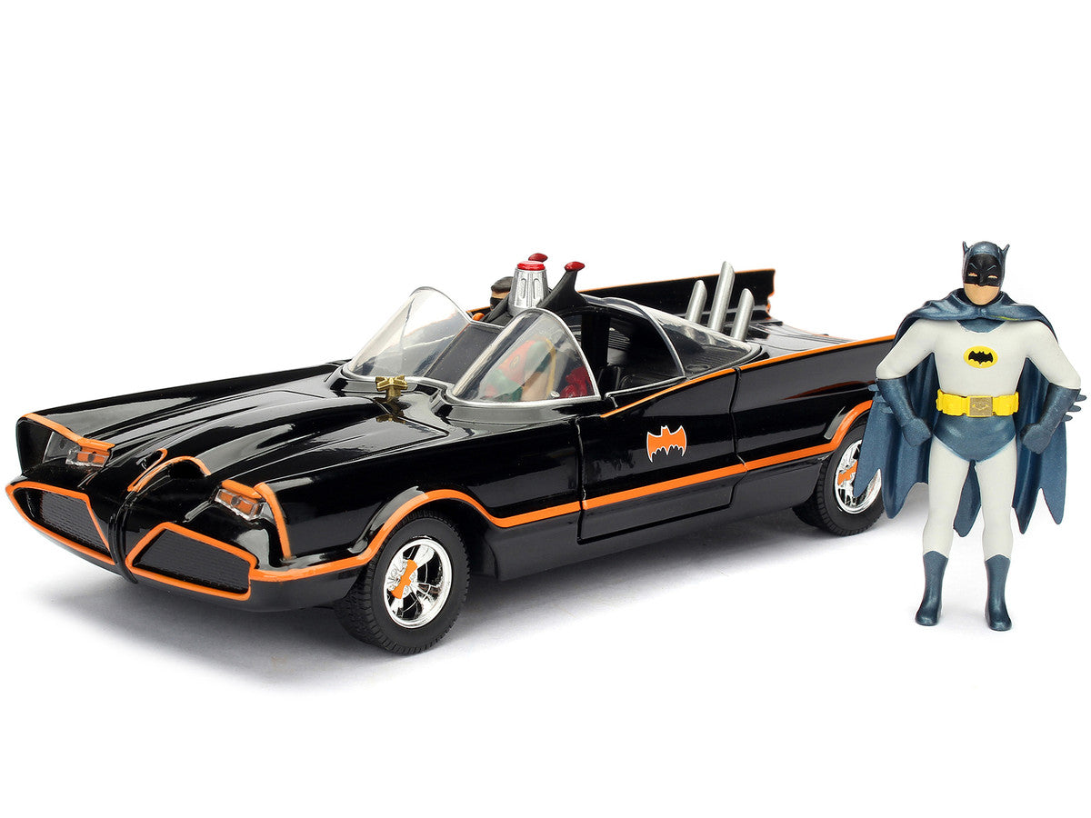 Model Kit Classic Batmobile Black with Batman Diecast Figure "Batman" (1966-1968) TV Series "Build N' Collect" 1/24 Diecast Model Car by Jada