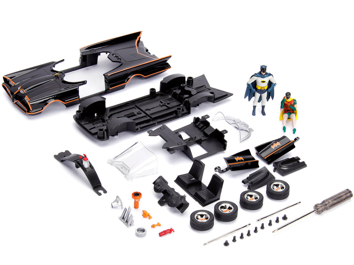 Model Kit Classic Batmobile Black with Batman Diecast Figure "Batman" (1966-1968) TV Series "Build N' Collect" 1/24 Diecast Model Car by Jada