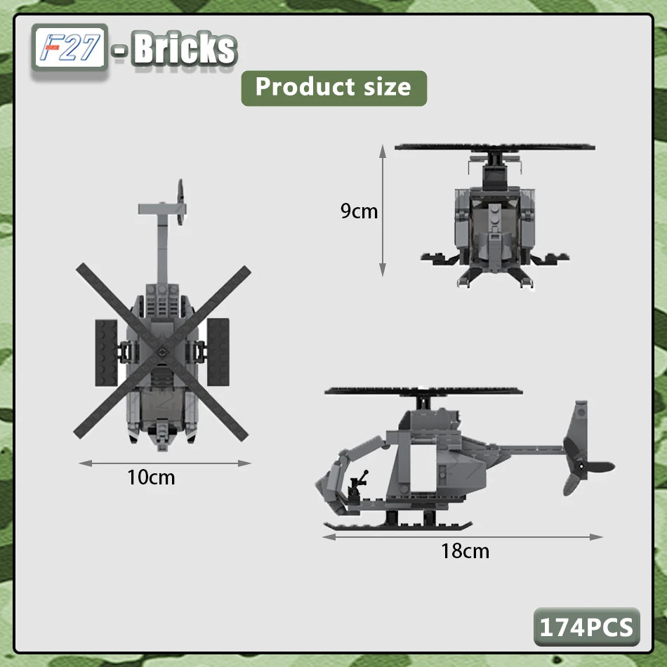 Modern Military Series Little Bird MH-6 Helicopter With Figures