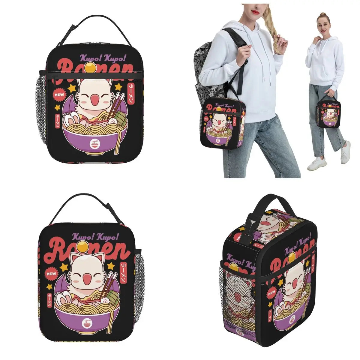 Moogle Kupo Ramen Game Final Fantasy XIVT Insulated Lunch Bags Leakproof Reusable Thermal Bag Tote Lunch Box School Picnic Men